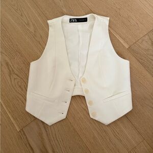 zara cream cropped blazer vest